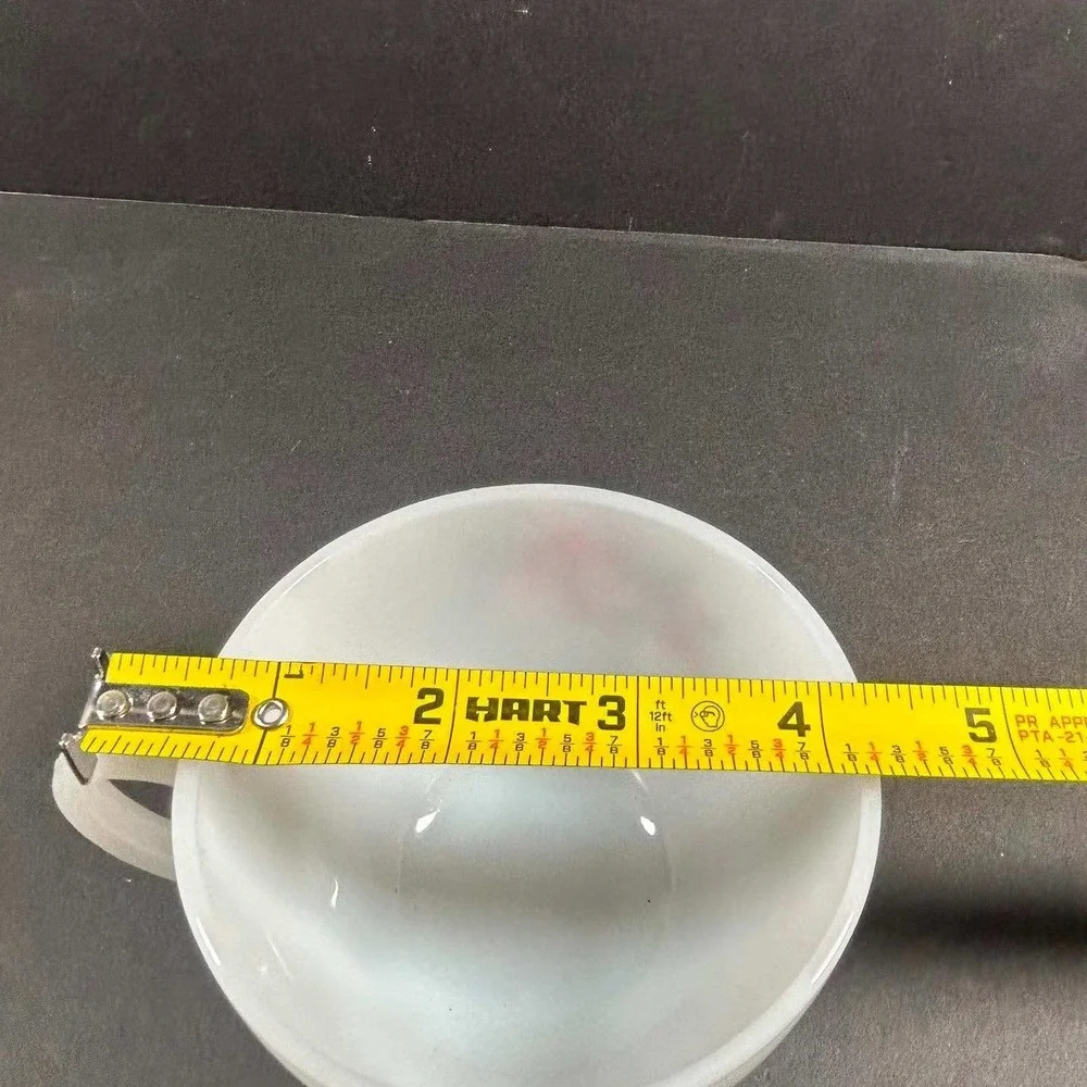 Fire-King Cup and Saucer Set White Floral Milk Glass Vintage Mid-Century